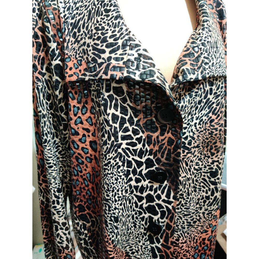 Vintage Simonton Says XL Y2K Glossy Textured Animal Print Statement Jacket Glam - Picture 12 of 12